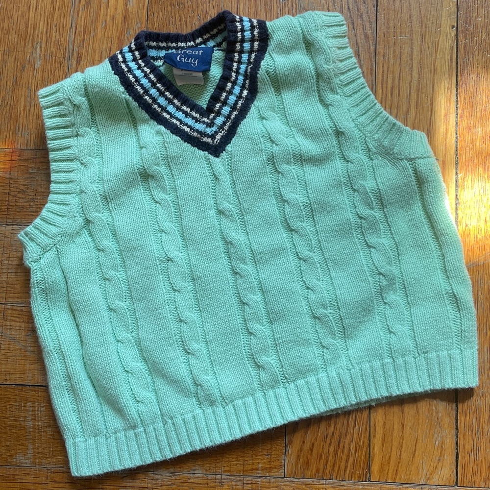 GREAT GUY cable knit cotton sweater vest, size 18m